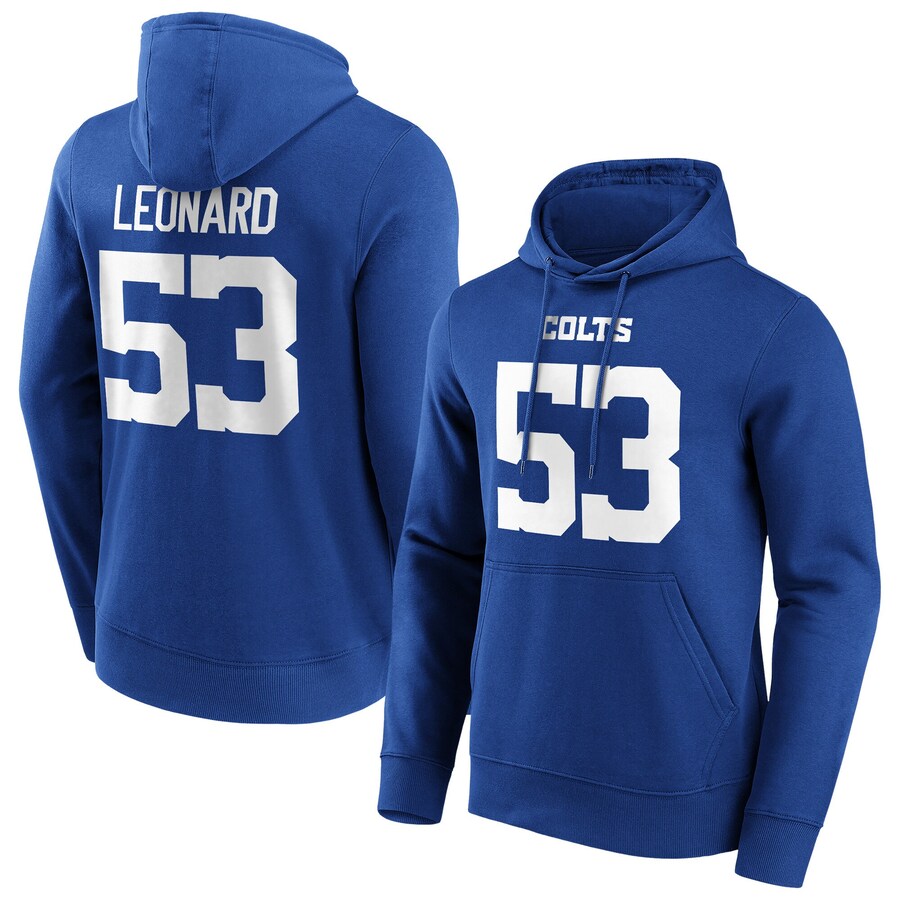 Men's Indianapolis Colts #53 Shaquille Leonard Blue Hoodie